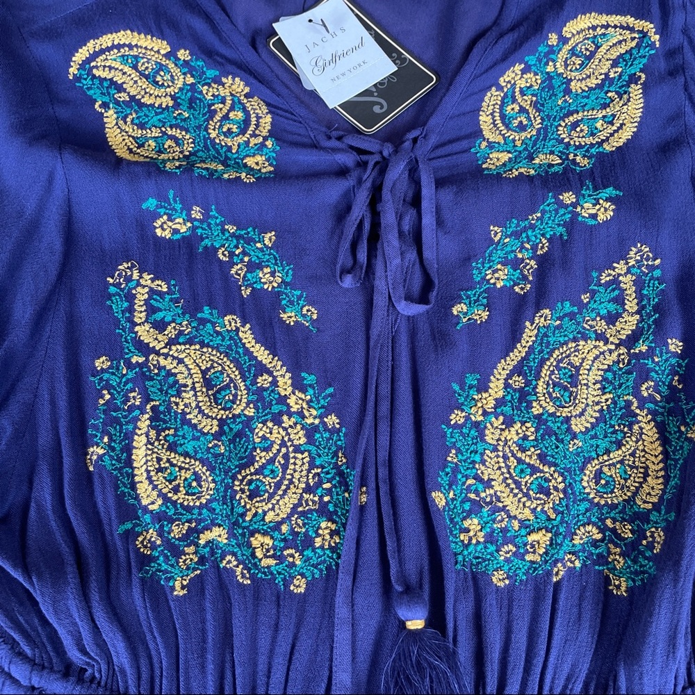 🆕 JACHS Girlfriend Navy Embellished Top - Picture 4 of 8